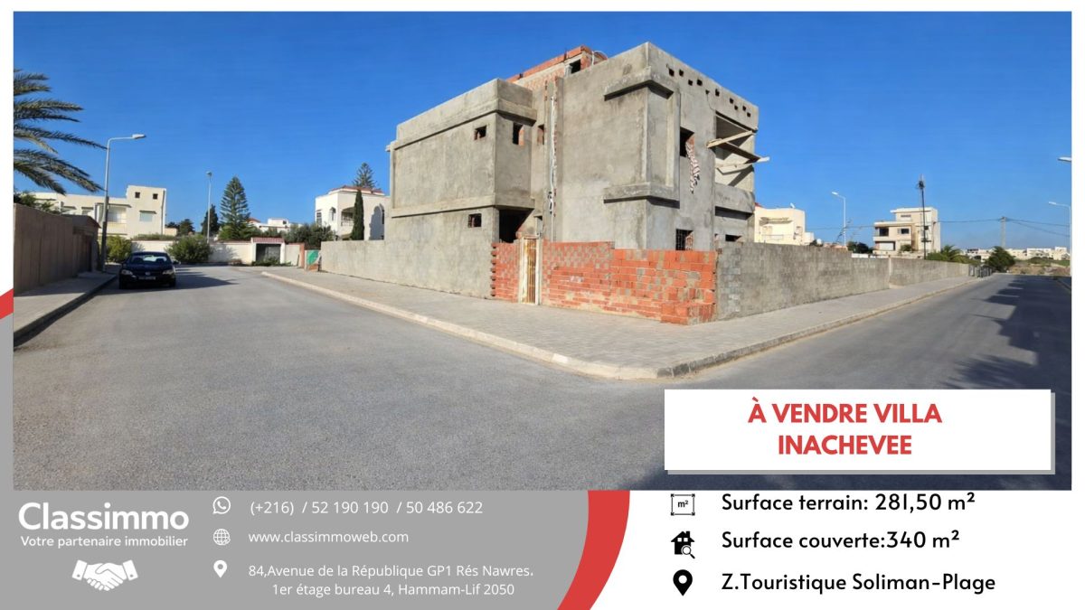 Villa inachevée couvrant 340 m2 pour 320 MD