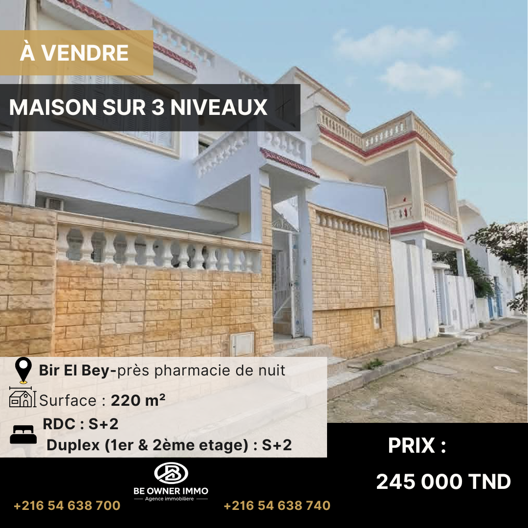 Maison sur 3 niveaux a Vendre