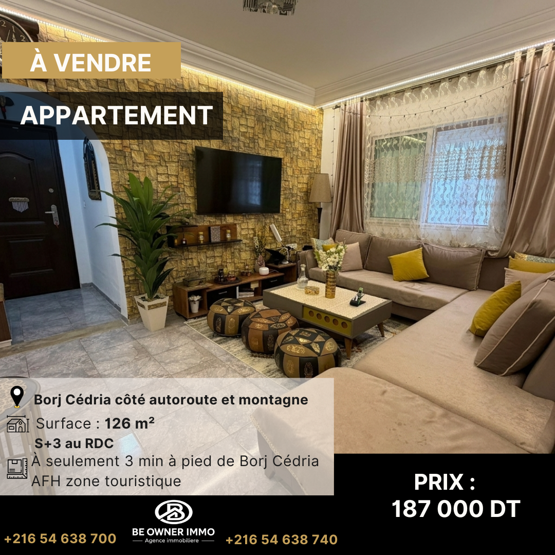✅ A vendre – Appartement S+3 au RDC