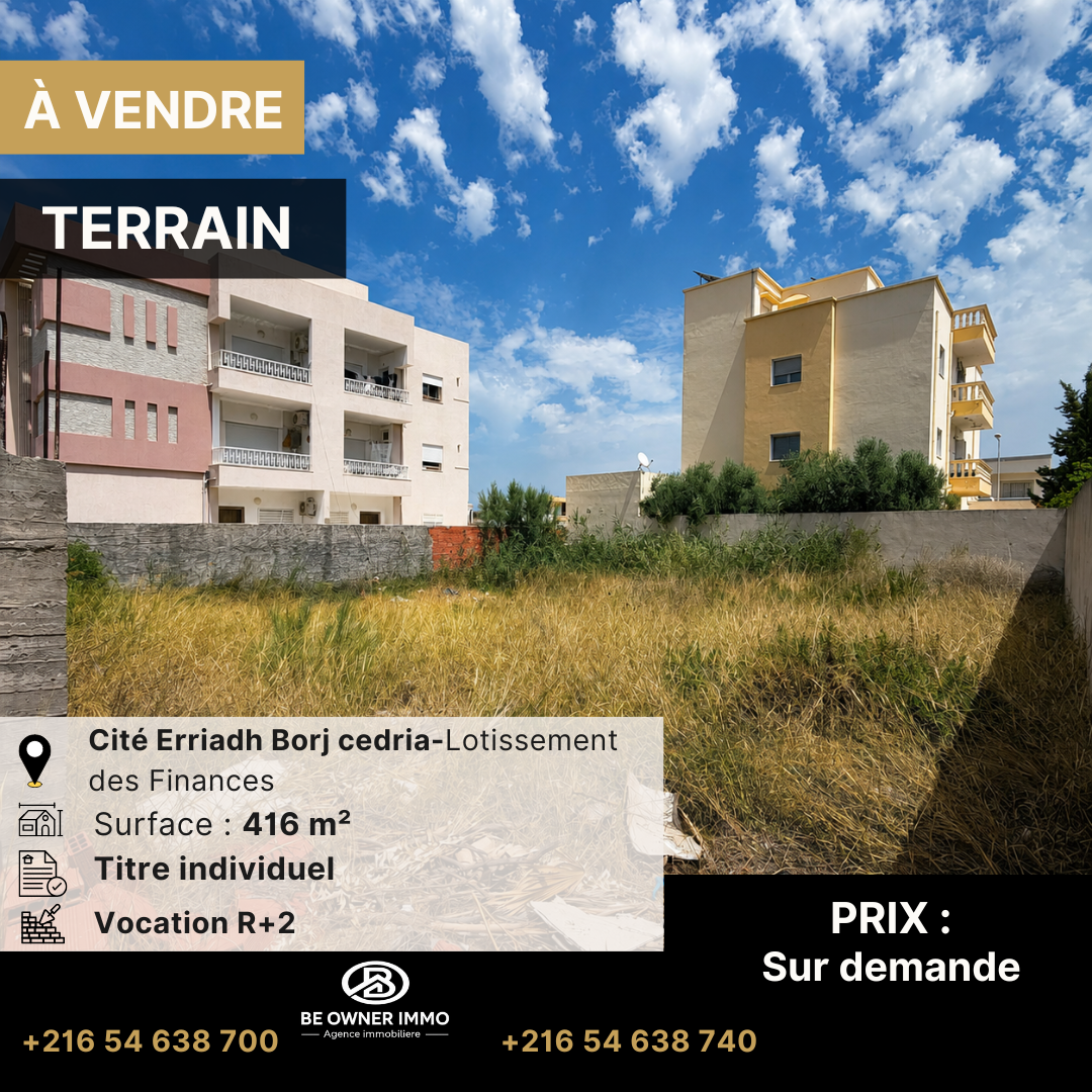 À vendre – Terrain 416m²