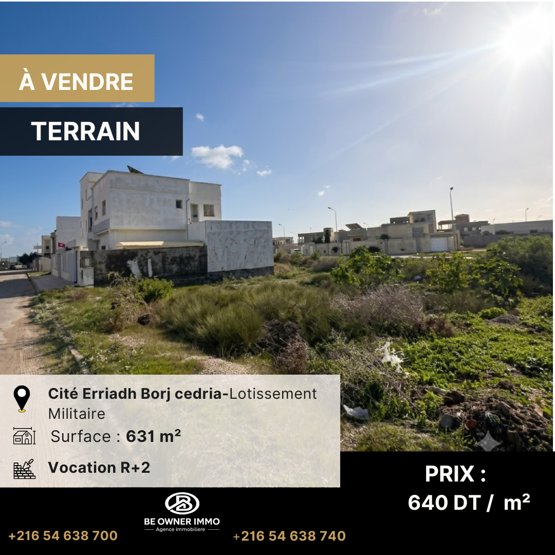 ✅À vendre – Terrain de 631 m² (double façade).